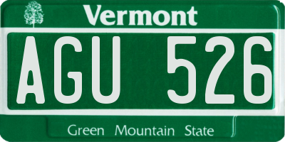 VT license plate AGU526