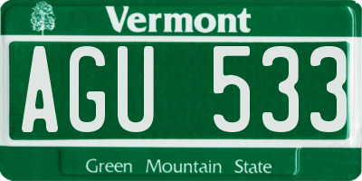 VT license plate AGU533