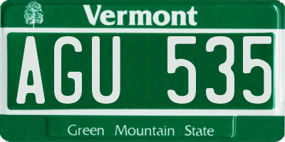 VT license plate AGU535