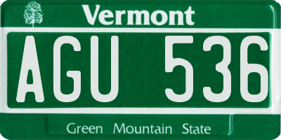 VT license plate AGU536
