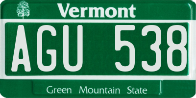 VT license plate AGU538