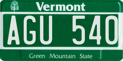 VT license plate AGU540