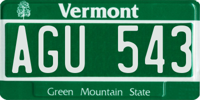 VT license plate AGU543