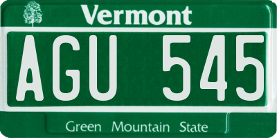 VT license plate AGU545