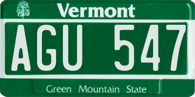 VT license plate AGU547