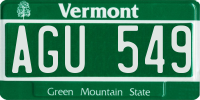 VT license plate AGU549