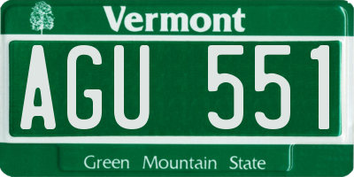 VT license plate AGU551