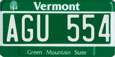 VT license plate AGU554