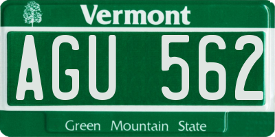 VT license plate AGU562