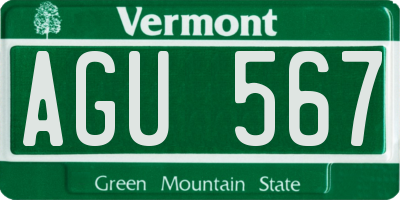 VT license plate AGU567