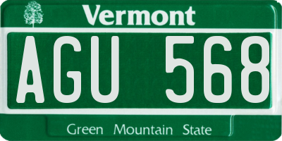 VT license plate AGU568