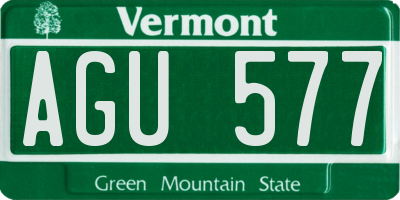 VT license plate AGU577