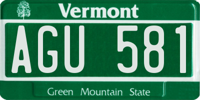 VT license plate AGU581