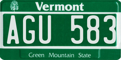 VT license plate AGU583