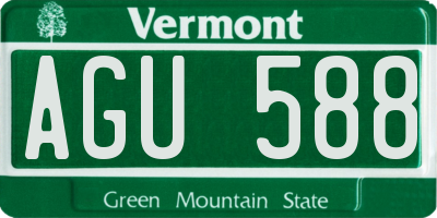 VT license plate AGU588
