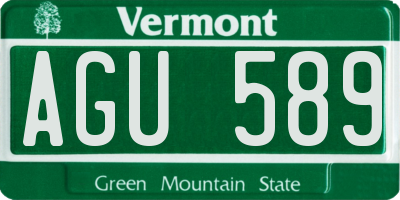 VT license plate AGU589