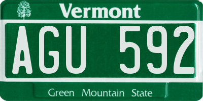 VT license plate AGU592