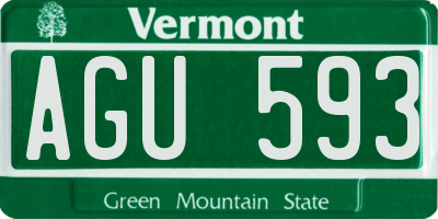 VT license plate AGU593