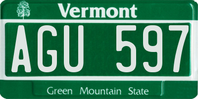 VT license plate AGU597