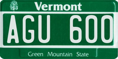 VT license plate AGU600