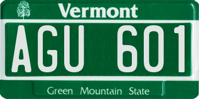 VT license plate AGU601