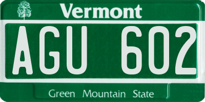 VT license plate AGU602