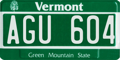 VT license plate AGU604