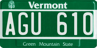 VT license plate AGU610