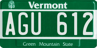 VT license plate AGU612