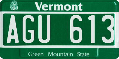 VT license plate AGU613