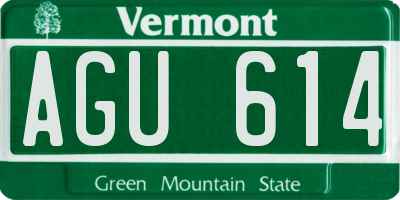 VT license plate AGU614