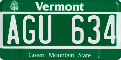 VT license plate AGU634