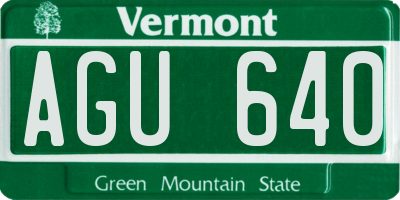 VT license plate AGU640