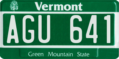 VT license plate AGU641
