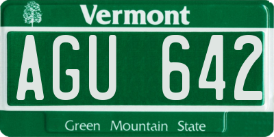 VT license plate AGU642