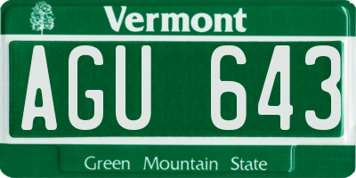 VT license plate AGU643