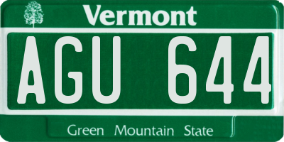 VT license plate AGU644