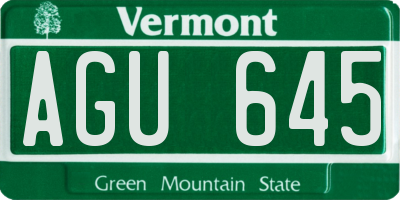 VT license plate AGU645