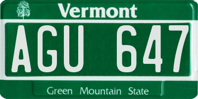 VT license plate AGU647