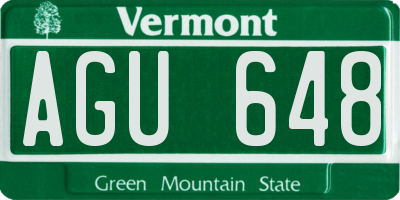 VT license plate AGU648