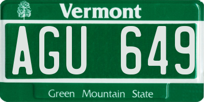 VT license plate AGU649