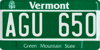VT license plate AGU650