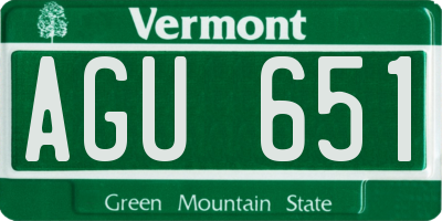 VT license plate AGU651