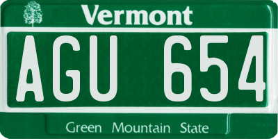 VT license plate AGU654