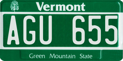 VT license plate AGU655