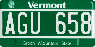 VT license plate AGU658