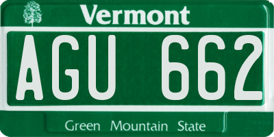 VT license plate AGU662