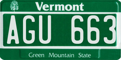 VT license plate AGU663