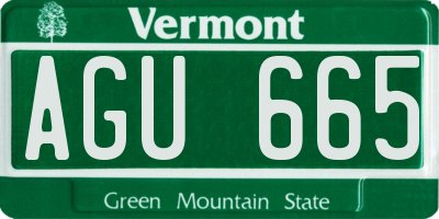 VT license plate AGU665