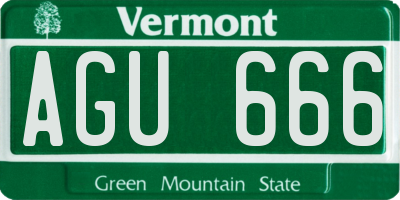 VT license plate AGU666